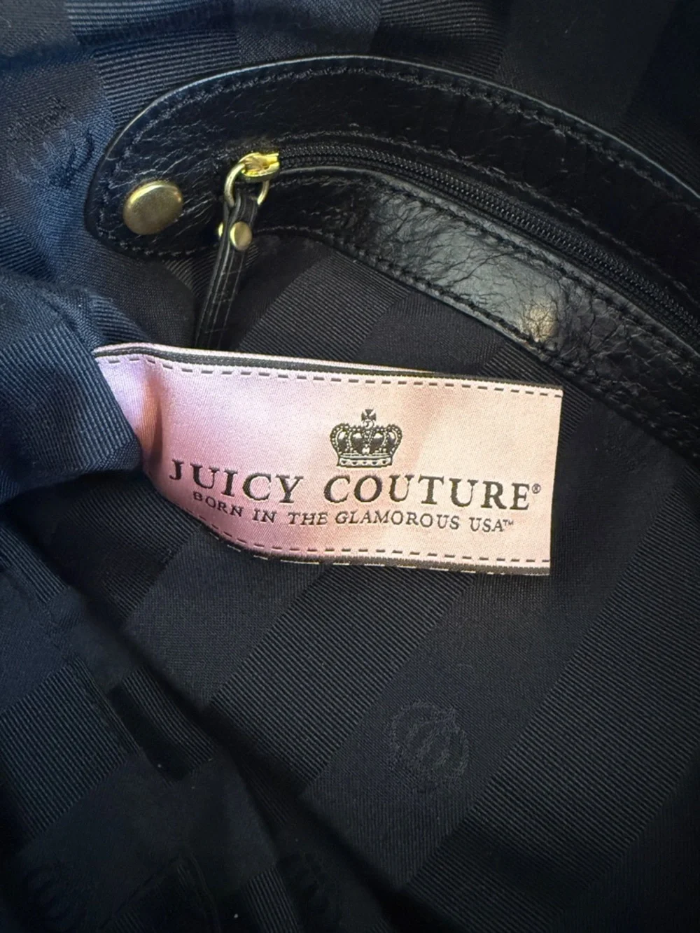 Y2K Vintage Juicy Couture Black Leather Tassel Shoulder Bag